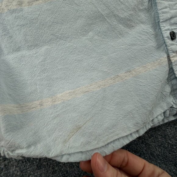 Quiksilver Button Up Shirt Short Sleeve Men Surf Blue Striped Medium Beach ** - Picture 11 of 16